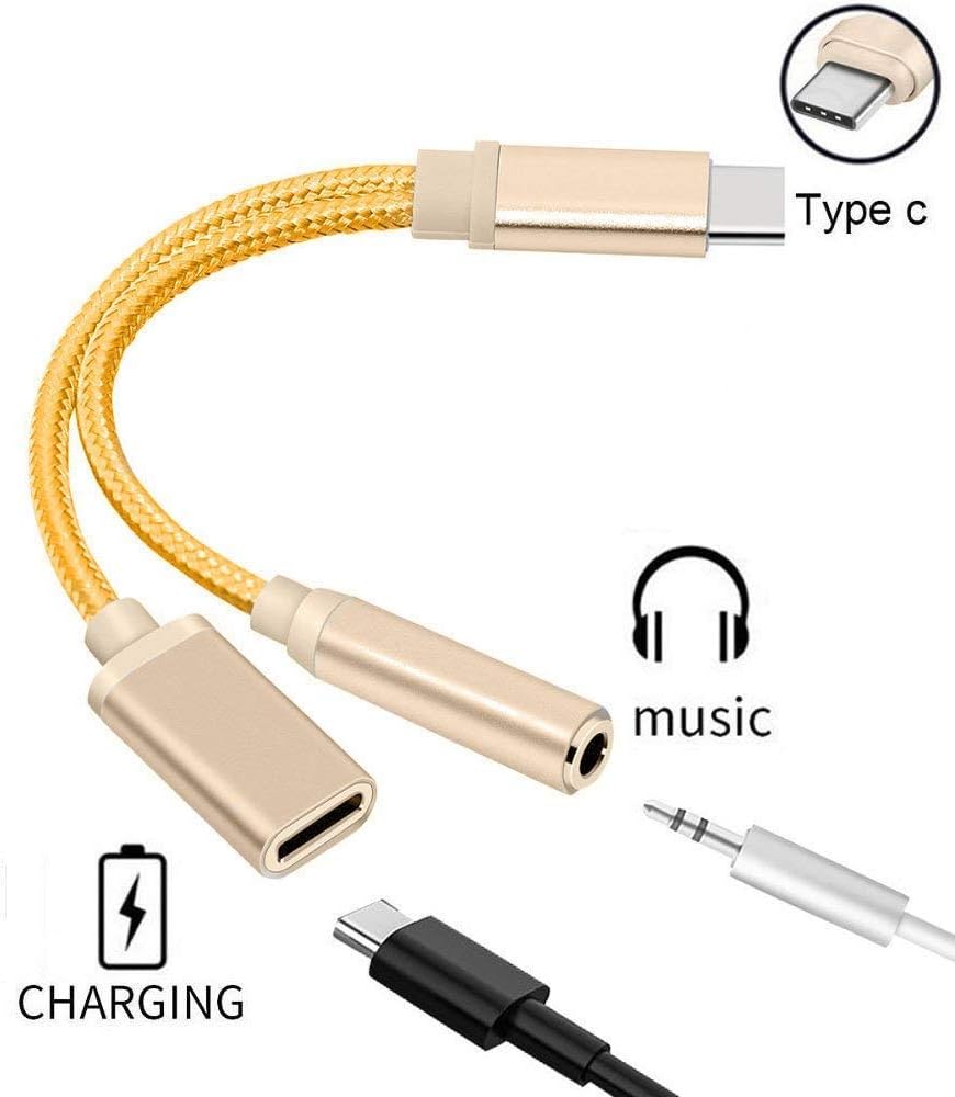 vienon 2 in 1 USB-C to 3.5mm Audio Adapter, Nylon Braided 2 in 1 USB Type C Cable Fast Charge to 3.5mm Audio Jack Headphone Adapter Converter Supports Audio and Charging for Motorola MotoZ