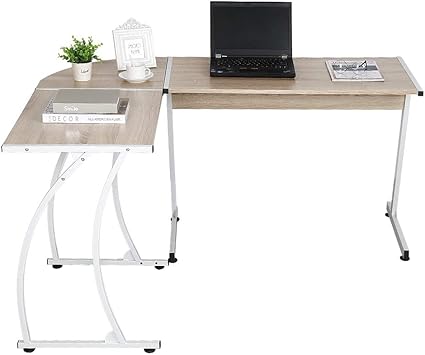 Bureau D Angle Poste De Travail Table Informatique Couleur Du Bois Amazon Fr Cuisine Maison