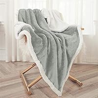 Bonzy Home Sherpa Fleece Blanket, Double-Sided Fleece Blankets Ultra Soft Plush Fuzzy Cozy Warm Bed Throws 50＂x 60＂ Throw Size (Light Gray)