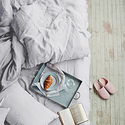 Lausonhouse 100% Linen Duvet Cover Set - Full/Queen - Gray - Thumbnail 2