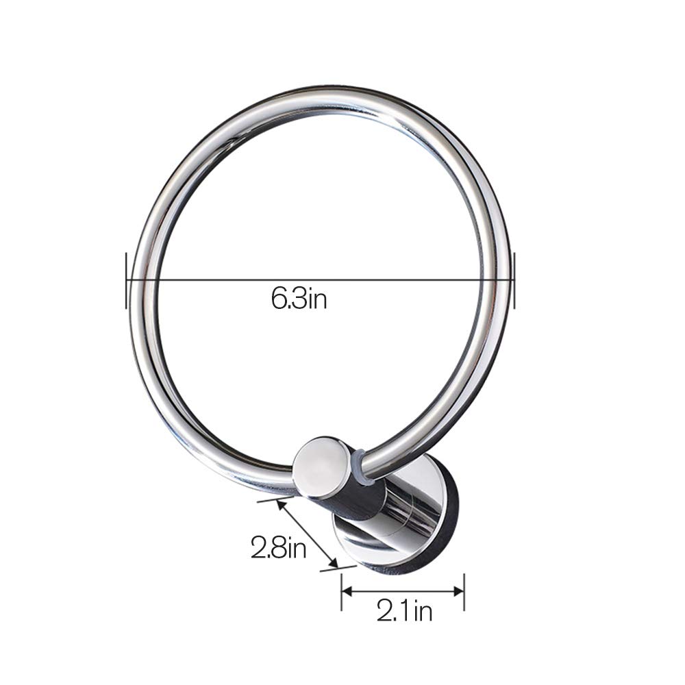 btcus4 Modern Towel Ring Chrome Wall Mounted Towel Rack Brushed Stainless Steel for Bathroom