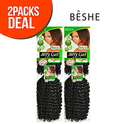 BESHE Synthetic Kanekalon Hair Crochet Braids Brazilian Jerry Curl Braid 9" 4 Pcs CJC.BRD9M (2-Pack, T4/30)