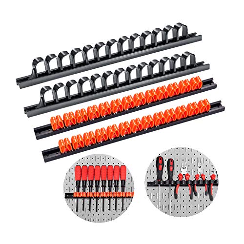 3-H Screwdriver Organizer Wrench Organizer, Strip Set Hand Tool Holder, Plastic Rail Wrench Hanger with Clips
