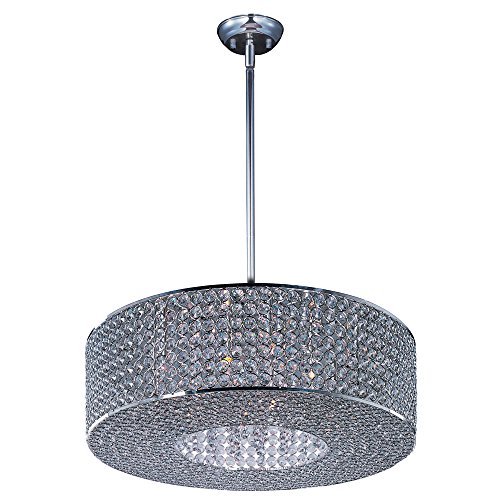 Maxim 39896BCPS Glimmer 10-Light Pendant, Plated Silver Finish, Beveled Crystal Glass, G9 Xenon Xenon Bulb , 100W Max., Wet Safety Rating, Standard Dimmable, Glass Shade Material, 1150 Rated Lumens