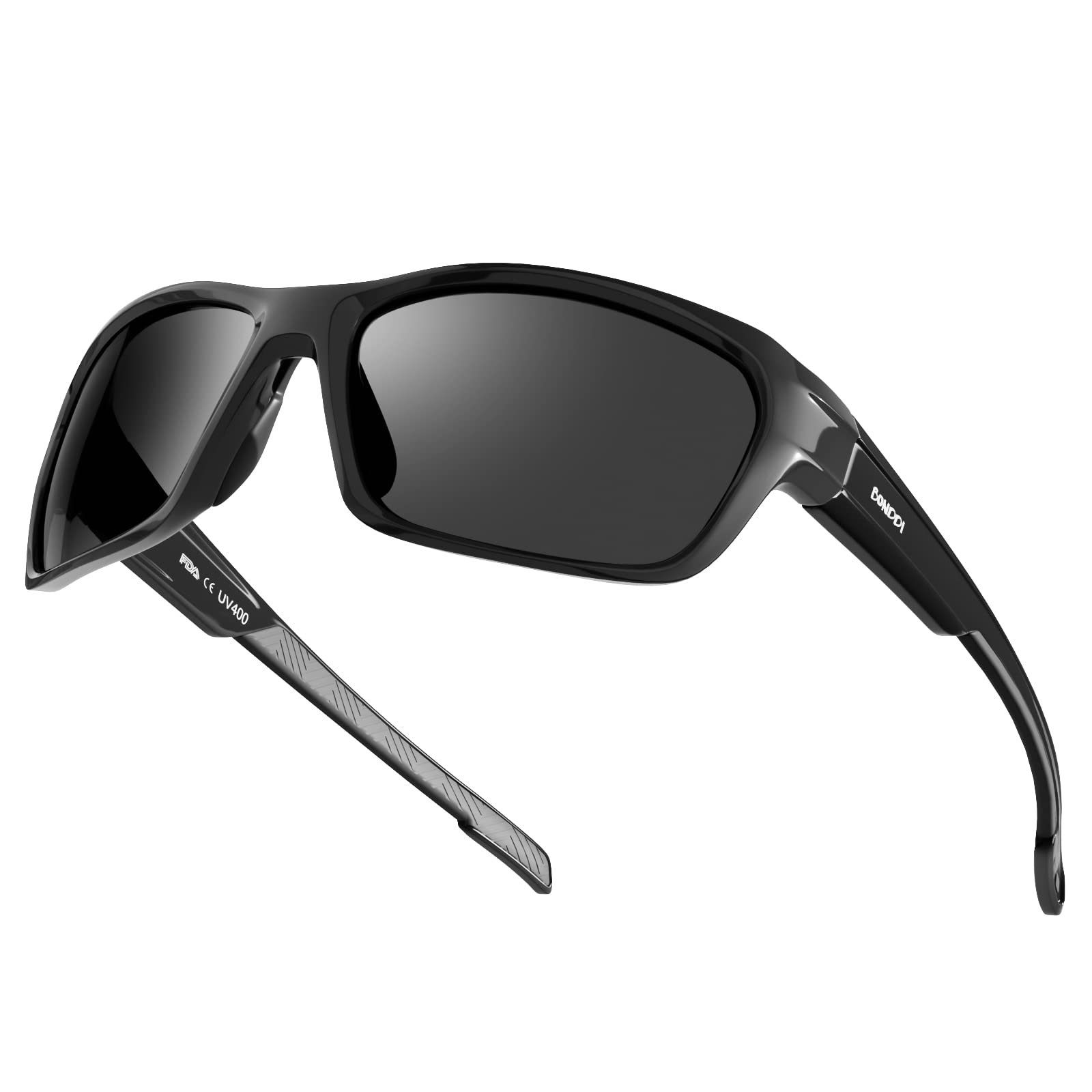 BONDDI Sunglasses Mens Polarised Sports Sunglasses for Men Women UV400 Protection Sun Glasses Driving Fishing Cycling Skiing Wrap Around Lightweight TR90 Frame, Accessories With Hard Case, Black