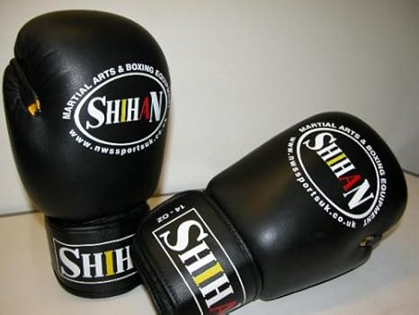 Boxing Gloves Leather / Black/Yellow-16oz: Amazon.co.uk: Sports & Outdoors