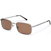 SOJOS Retro Vintage Rectangle Polarized Sunglasses Mens Womens Classic UV400 Metal Sunnies SJ1215