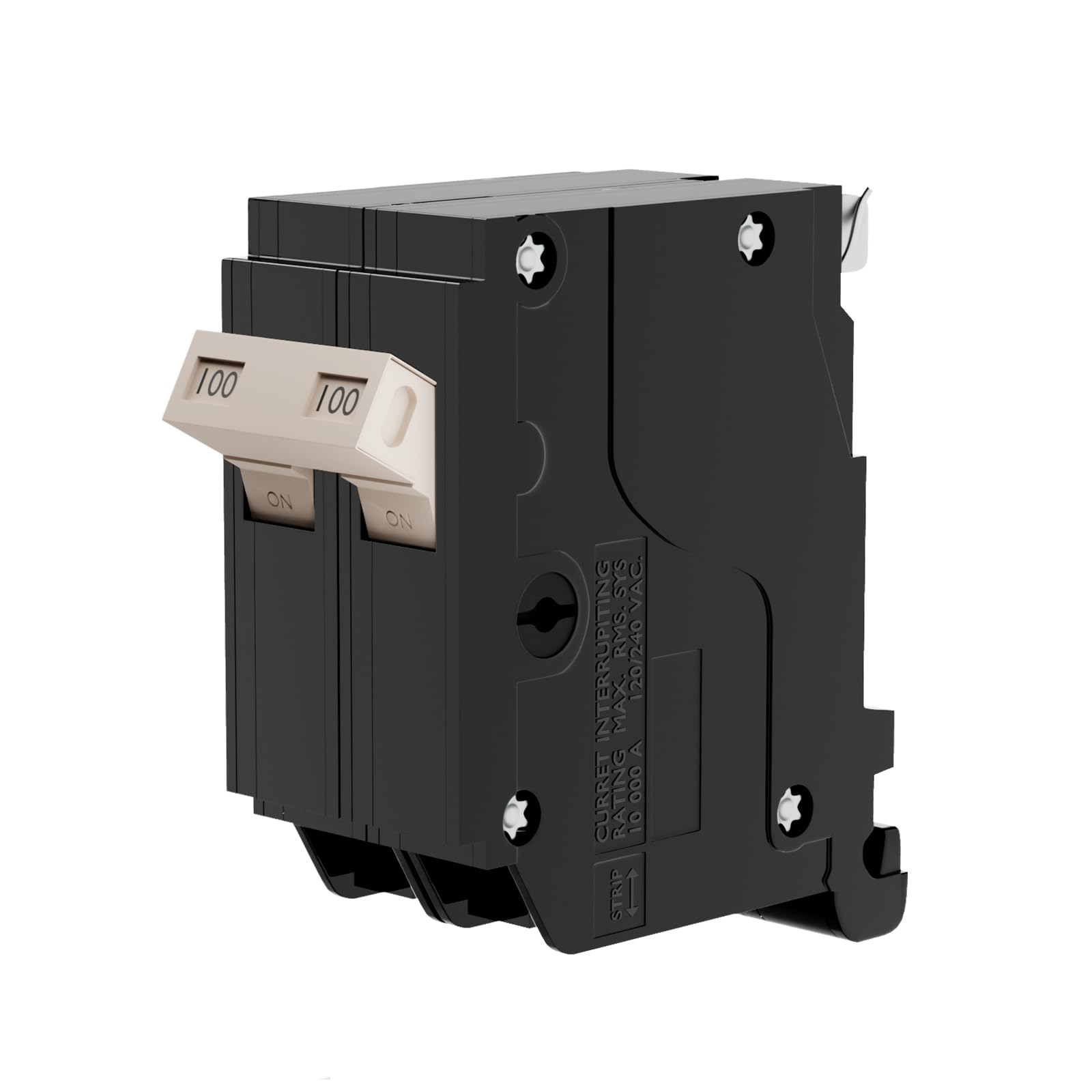 View 1 of 100 Amp 2Pole Miniature Circuit Breaker, 120/240 VAC, Dual Pole Electrical Protection for Commercial and Industrial Use, 10kAIC, Black