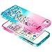 iPod Touch 7 Case, iPod Touch 5/6 Case with Premium HD Screen Protector for Girls, NageBee Glitter Sparkle Liquid Floating Durable Clear Cute Case for iPod Touch 7th/6th/5th Generation -Pink/Aqua