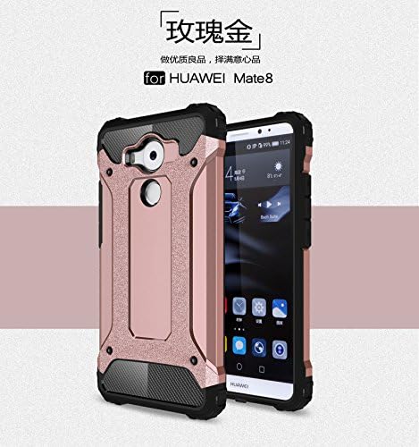 YFXP Case + Screen Protector for Huawei Mate 8 Heavy Duty Armor,Tough Hard Protective Shockproof Dual Layer Armor Shockproof Bumper Cover for Huawei Mate 8 Rose Gold