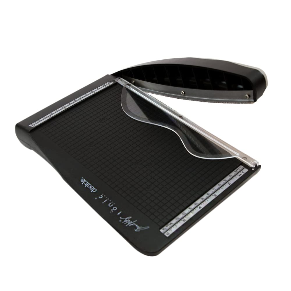 Tonic Studios Tim Holtz Deckle Torn Guillotine Paper Trimmer - 8.5" Edge Trimmer - Cardstock & Paper Cutter - Stainless Steel Blade, Safety Finger Bar, Non-Slip Feet & Comfort Handle