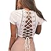 Antopmen Women Sexy Deep V Neck Short Sleeve Back Cross Tied Up Tee Backless Lace Crop Top (Medium, White)