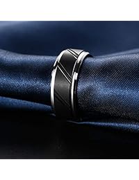 Anillos de tungsteno HEWINZW para hombre de 0.354 in de alto pulido con borde de paso, banda de compromiso y boda, ajuste cómodo, tamaño 7   13