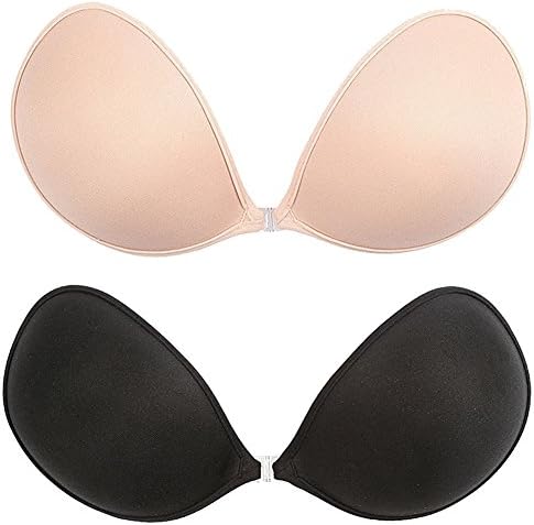 HAWAOO Women's Strapless Bras Self Adhesive Invisible Push Up Backless Sticky Bras Plus Size 2pack