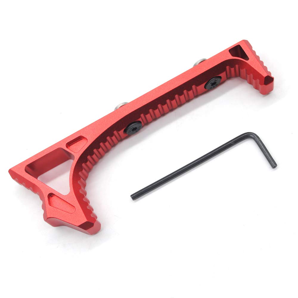Trirock Red Tactical Aluminum Link Curved Angled Hand Stop fits KeyMod handguard Rail System