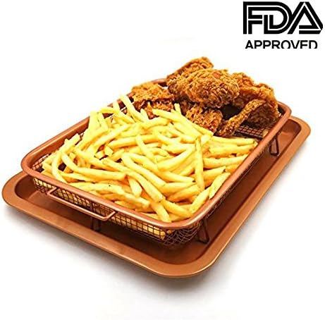 Crisper Tray Air Fryer Oven Nonstick Copper Basket Multi Purpose Tray for Ovens Stovetop Grill Works