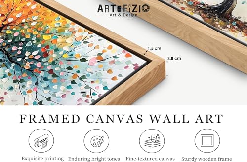 Artefizio Quadro Orientale, Montagne e Sole Su Tela per Soggiorno | Stampa Giapponese Su Tela con Montagne e Sole Rosso, Quadro Orientale per Soggiorno, Camera e Parete Zen