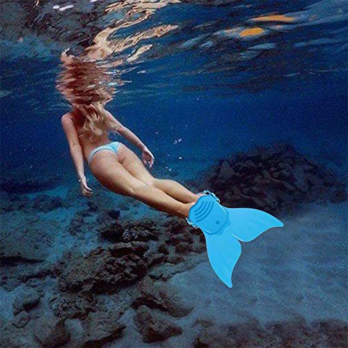 Swimming Mermaid Fin, YiMiky Cute Kids Swimming Fins Monofin Mermaid Tails Foot Flippers Water Sports Training Shoes Feet Tail Monofin Swimming Snorkeling Fins for Girls Boys - Blue