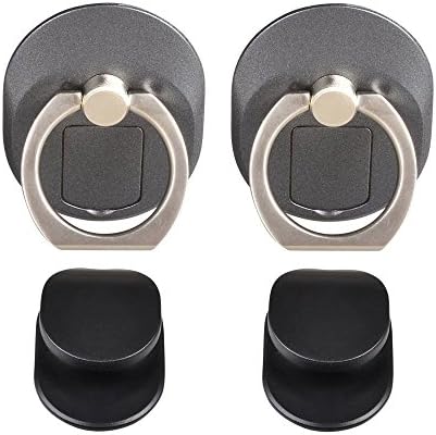 Cammyllc 4 in 1 Finger Grip Desk Stand Ring Holder Car Mount, Can Storage SIM or TF Card with Phone Eject Pin Campatible With All Cellphone, for iPhone Samsung etc.. (2 X Grey)