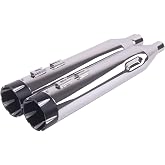 SHARKROAD Chrome 4.5 Inch Slip On Muffler Exhaust For Harley Touring 2017-UP,Harley Muffler for Street Glide, Road Glide, Road King, Electra Glide with 25CB Tips