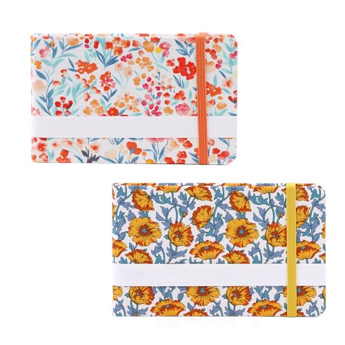 2PCS Mini Sketchbook, Square Fabric Cover 3.7x5.8 Inch Portable, 20 Sheets 300g…