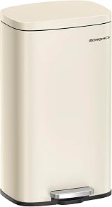 SONGMICS Kitchen Bin 30 L Pedal Soft Close Steel Inner Bucket Sand Beige