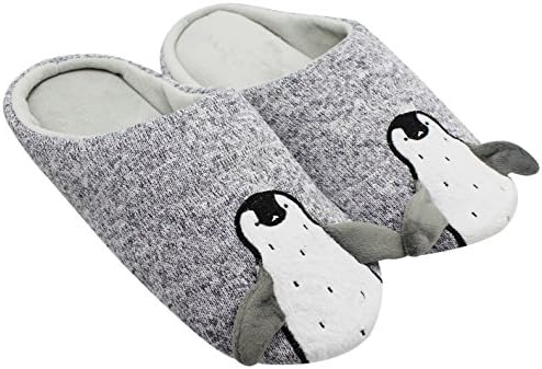 Facebecd Adorable Couple Penguin Knitted Soft Sole House Slippers, Anti-slip Indoor Shoes