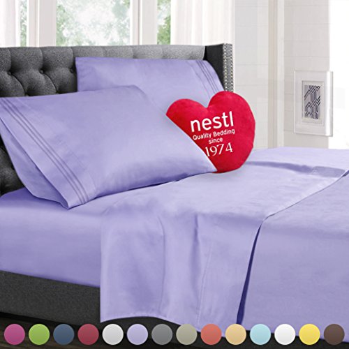 Queen Size Bed Sheets Set, Lavender Lilac Soft Purple, Highest Quality Bedding Sheets Set, 4-Piece Bed Set, Deep Pockets Fitted Sheet, 100% Luxury Soft Microfiber, Hypoallergenic, Cool & Breathable