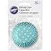Wilton BAKECUPS Blue 75CT, Teal With White Dots