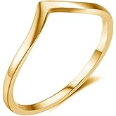 CCBFY Stainless Steel V Shaped Wedding Band Engagement Promise Ring for Women Pointed Chevron Classical Simple Plain Statement Ring