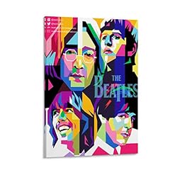 Beatles Art Poster sur toile et décoration murale Motif Beatles 50 x 75 cm - Les Beatles, Paul McCartney, John Lennon, RIngo Starr, George Harrison