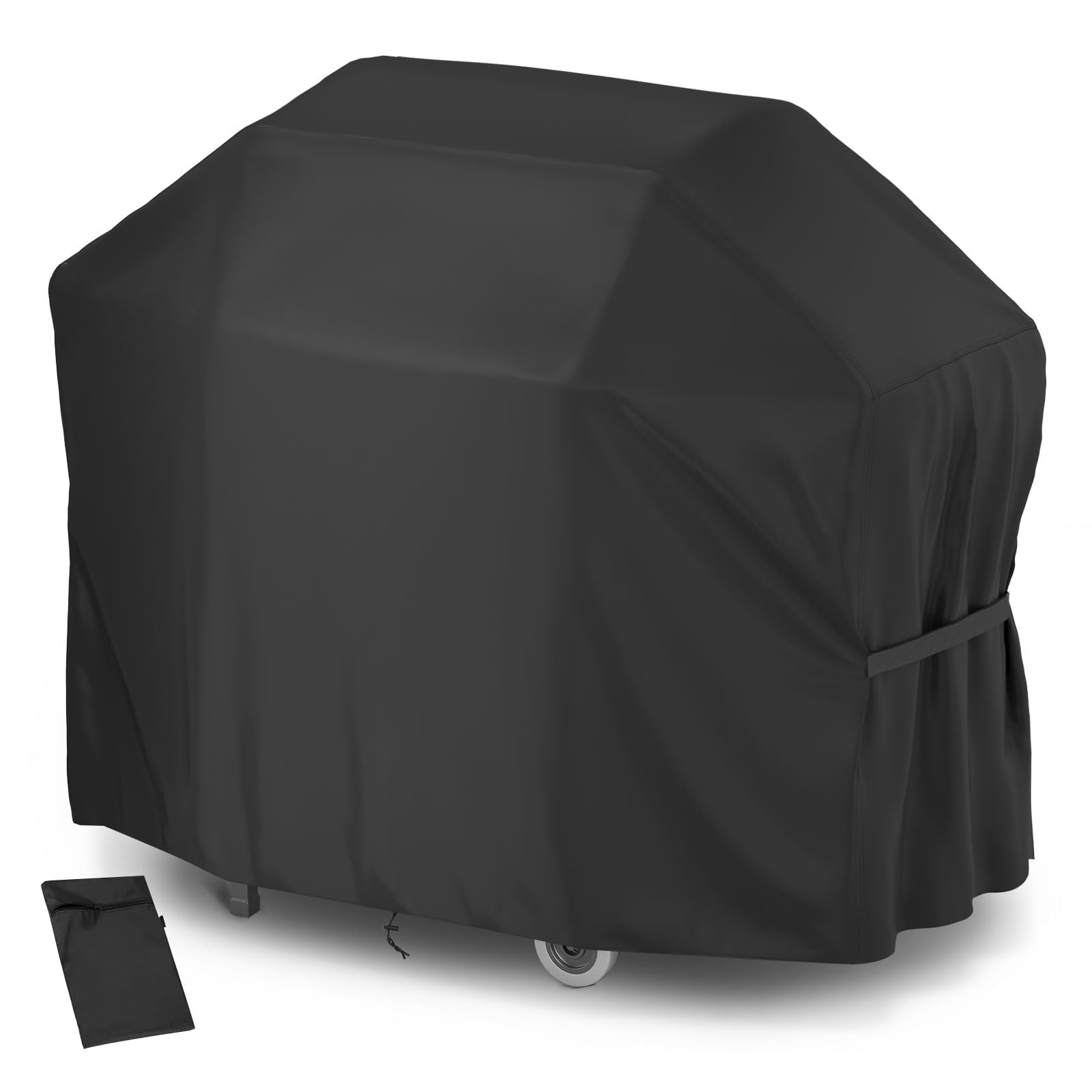 Velway Barbecue Cover Waterproof 132x68x109cm - BBQ Grill Cover Heavy Duty 210D Oxford Fabric Outdoor UV Protection Dust-Proof Windproof Weatherproof Durable with Storage Bag - Black
