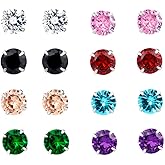 Sterling Silver Diamond Stud Earrings for Women, Tiny Cubic Zirconia Diamond Hypoallergenic stud earrings
