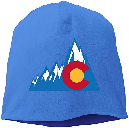 Colorado State Flag With Rocky Mountains Unisex Stretch Beanie Skull Cap Knit Hat For Men Women RoyalBlue Winter Hat