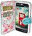 LG OPTIMUS L70 Case, Magnetic Closure Leather Flip Wallet Case with 2 Card Slots, Cash Compartment and Wrist Strap for Optimus Exceed 2 W7/ LS620 Realm/ L41C Ultimate 2 Wallet Case (Blossom Teal)