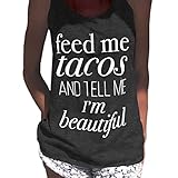 Women Tank Tops, kaifongfu Letter Print Sleeveless Tank Crop Tops Vest (M, Dark Gray)