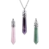 OCARLY Natural Gemstone Point Hexagonal Pendant