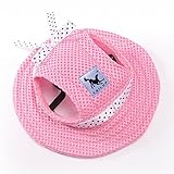 Pet Dog Mesh Cap Princess Hat with Belt Cap with Ear Holes for Small Dogs Pet Canvas Headdress 8 Colors 2Sizes (Small, Pink)