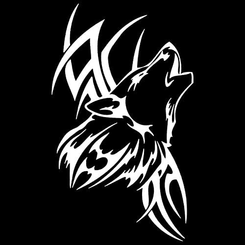 Dandeliondeme Waterproof Tattoo Wolf Car Styling Stickers Vehicle Motorcycle Body Decal Decor For Notebook Skateboard Snowboard Luggage Suitcase MacBook Car Bicycle Bumper☆White