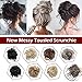 Fluffy Tousled Scrunchie Hair Bun With Elastic Rubber Band Premium Wrap On Hair Extensions Updo Chignon Donut Messy Ponytail Hairpiece Synthetic Wavy For Women(Bleach Blonde)