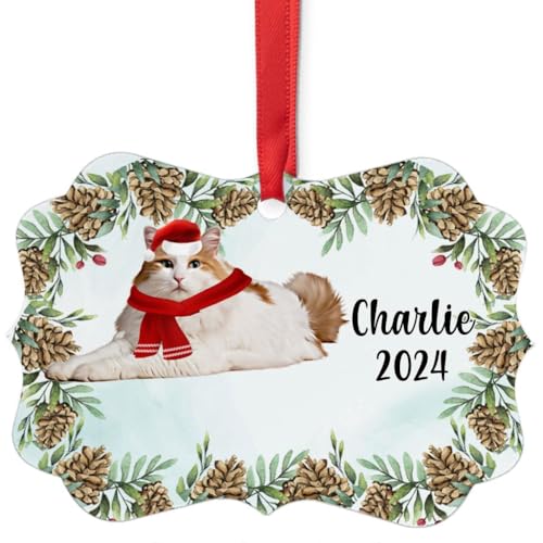 White Red Turkish Van Cat Christmas Ornament 2024