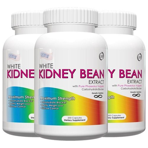 Pure White Kidney Bean Extract- 1000mg Per Serving, 200 Capsules (Pack of 3),Carb Blocker and Metabolism Booster