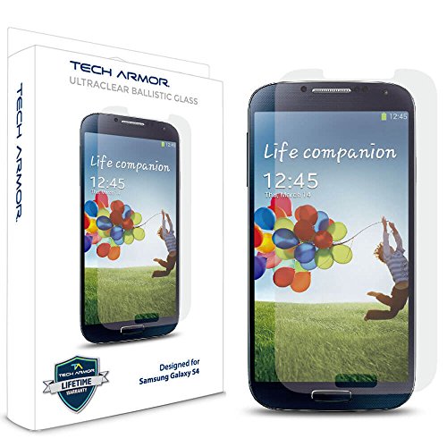 Galaxy s4 glass screen protector, tech armor premium ballistic gl…