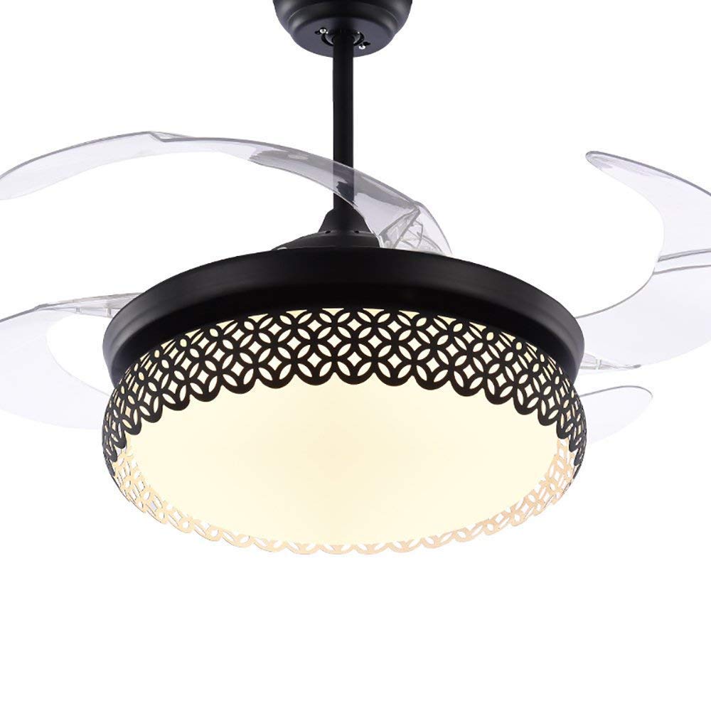 Tiptonlight Modern Black Ceiling Fan Lamp Led 3 Changing Light 4