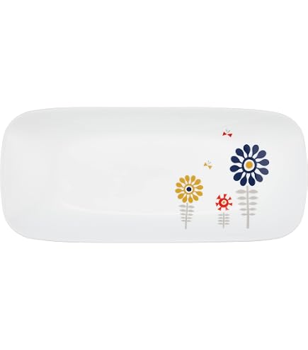 Corelle Geschirr Set - Bunte Blumenmuster, Bruchfest, Mikrowellen- & Spülmaschinenfest, 4-teilig
