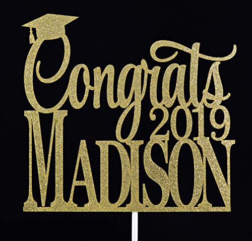 Personalized Congrats 2019 Graduation Party Glitter Paper Cake Topper