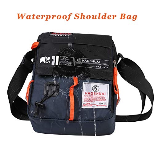 JAKAGO Waterproof Messenger Bag Shoulder Crossbody Bag Mobile Phone Pouch Passport Holder Mens Purse Bag 10.1 inch Tablet Bag Work Field Bag for Travel Hiking Camping Outdoor Sport (Dark Blue) - Thumbnail 3