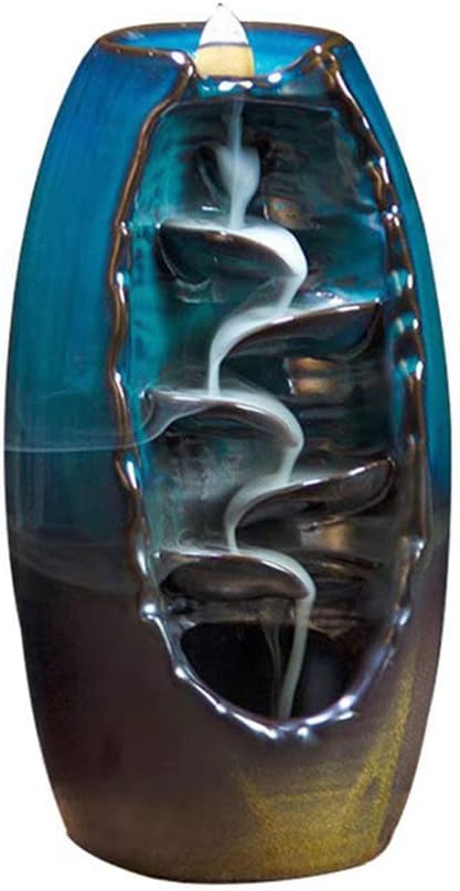 probeninmappx Ceramic Incense Burner Holder Backflow Censer Waterfall Smoke Incense Burner Home Office Decoration