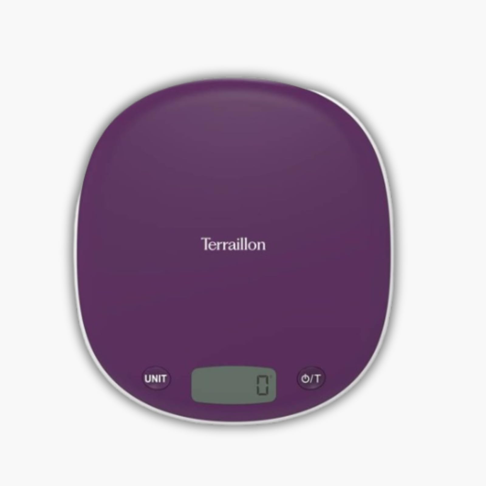 Terraillon Kitchen Scales, Tare, Liquid Conversions, Integrated Handle, 5 kg Capacity, Macaron, Plum