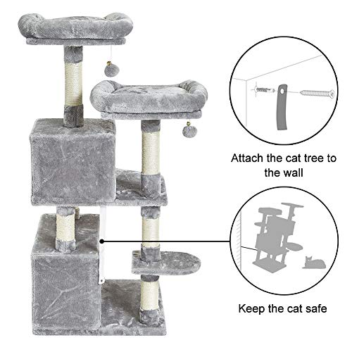 SUPERJARE Cat Tree Tower, MultiLevel Kitten Play House with Cozy